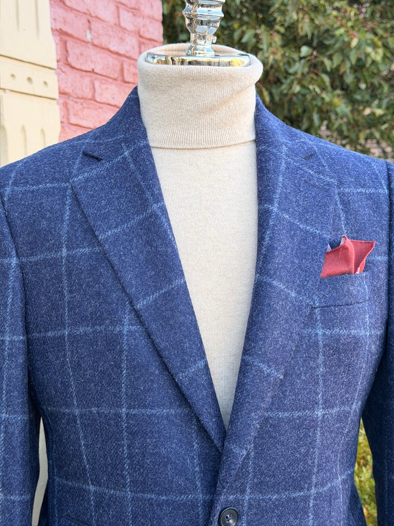 Harrods Flap Pocket Sportcoat in Navy Windowpane