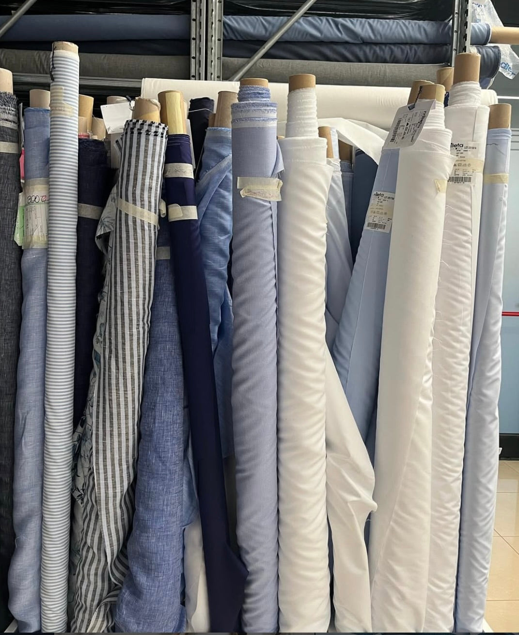 Crittenden x Edo Semi-Spread Collar Shirting, Blue