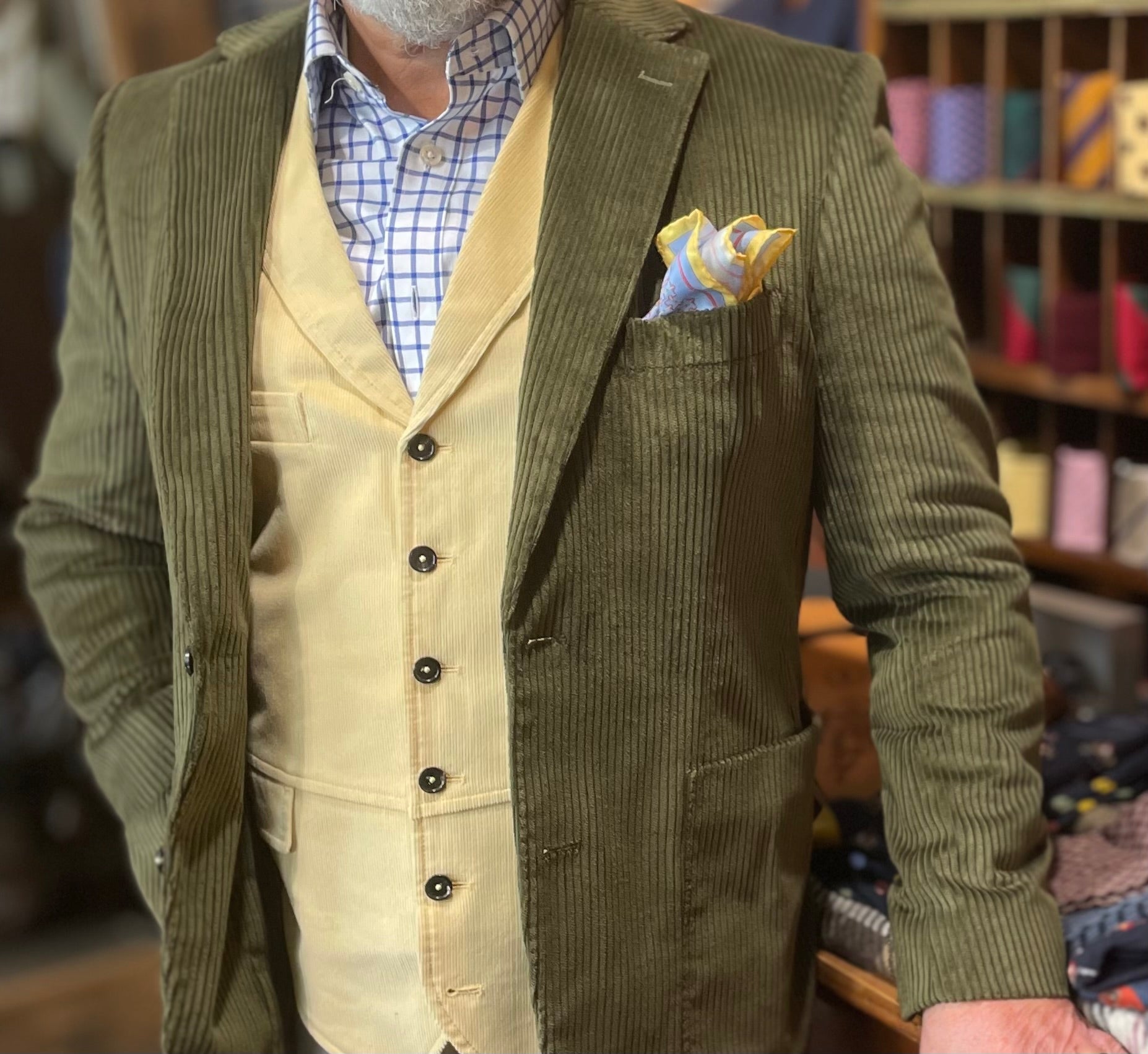 Crittenden Six Button Lapel Vest in Fine Wale Cord