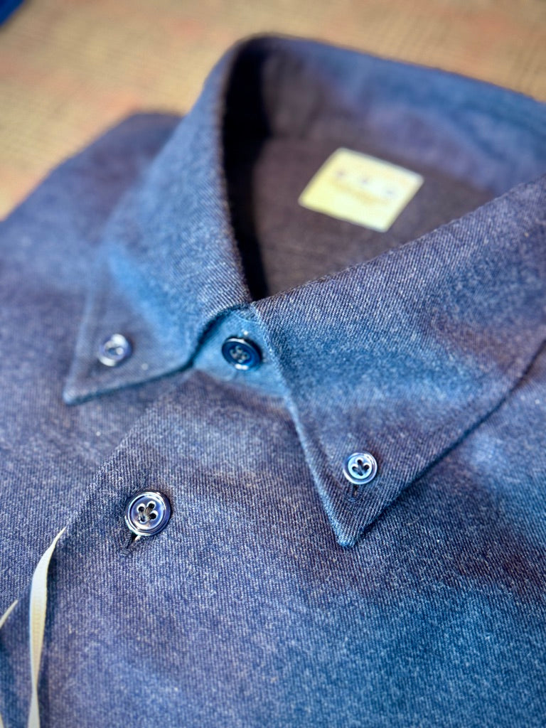 Crittenden x Edo Button Down Collar Sport Shirt in Midnight Blue Cotton