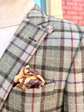 Load image into Gallery viewer, Hacking Jacket in Moss & Cream with Red/Purple Overplaid CR 1635
