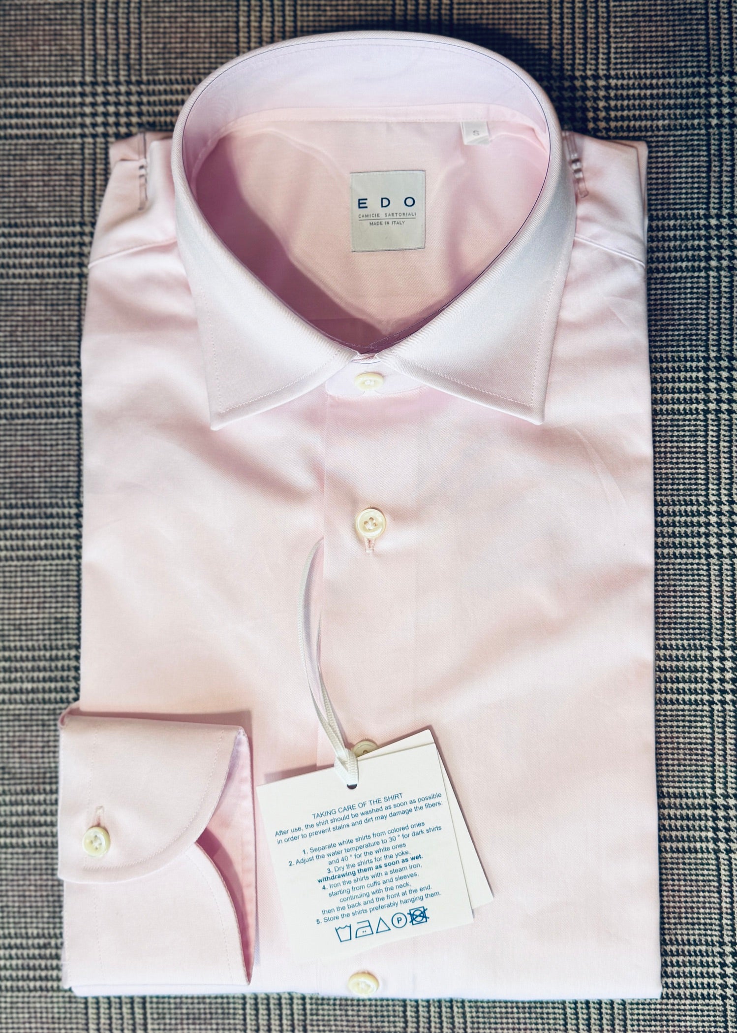 Crittenden x Edo Semi-Spread Collar Shirting, Pale Pink