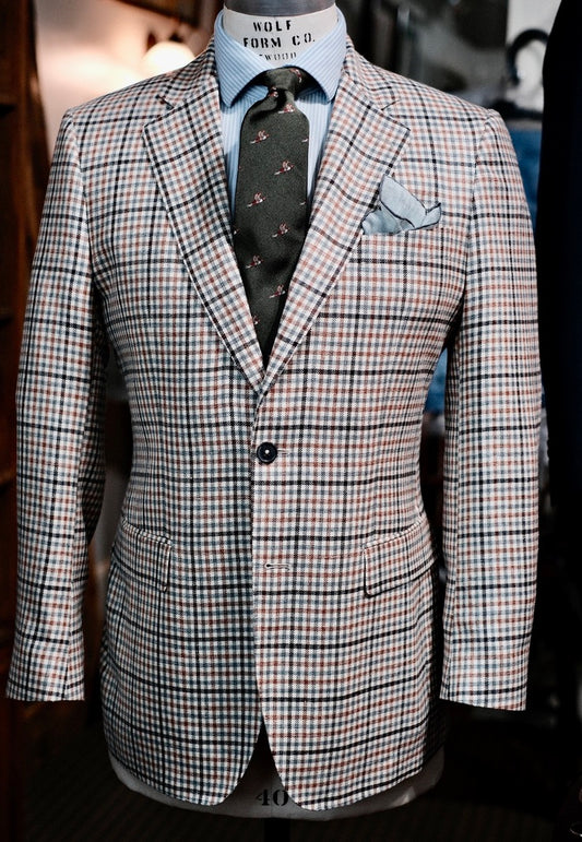 Crittenden Harrods Flap Pocket Sportcoat in Rust, Olive and Cream Check