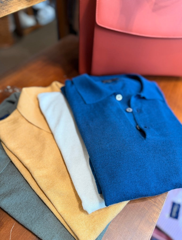 Crittenden Linen/Cotton Knit Shirt in Gold Cuban Collar