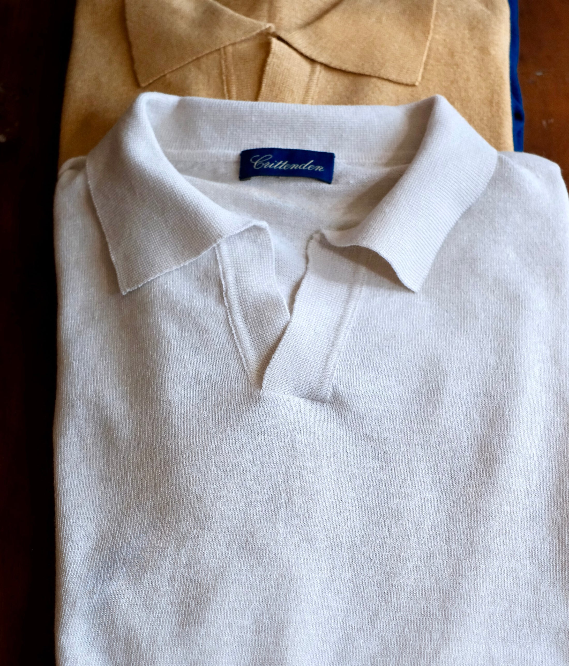 Crittenden Linen/Cotton Knit Shirt in Ivory Cuban Collar