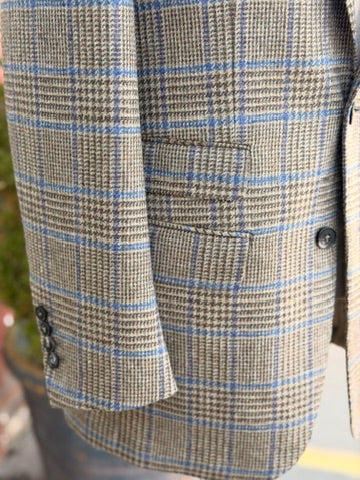 Harrods Flap Pocket Jacket in Tan/Cream Glen Windowpane CR 1626