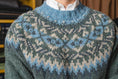 Load image into Gallery viewer, Scottish Fair Isle Crewneck in Blue, Cream & Loden
