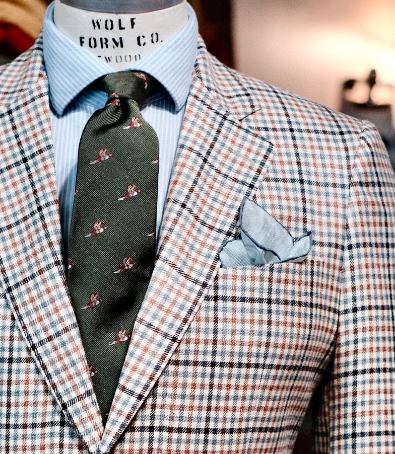 Crittenden Harrods Flap Pocket Sportcoat in Rust, Olive and Cream Check