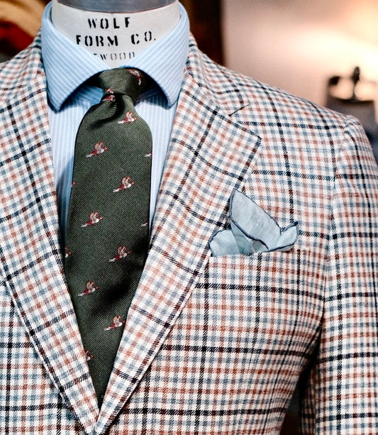 Crittenden Harrods Flap Pocket Sportcoat in Rust, Olive and Cream Check