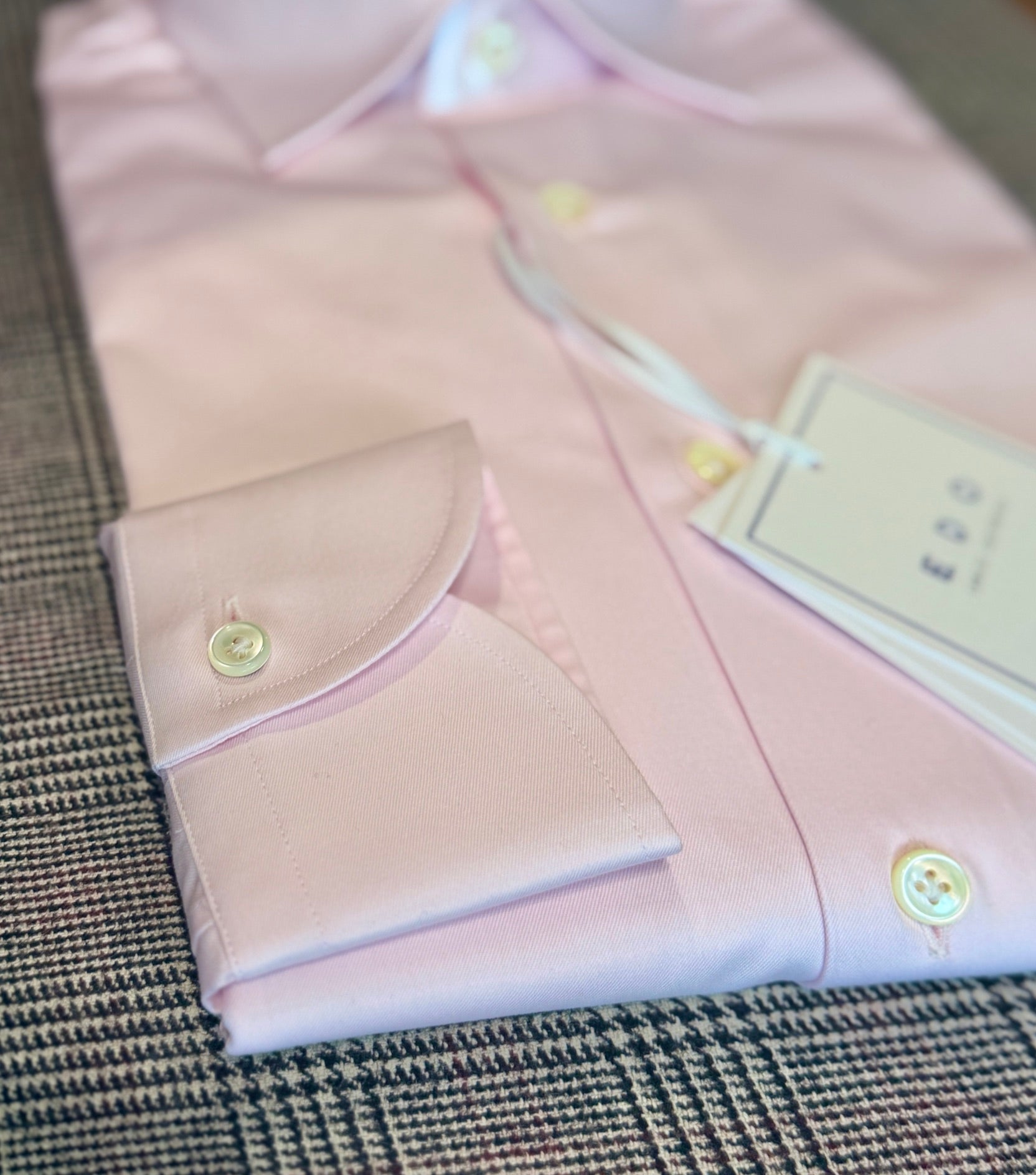 Crittenden x Edo Semi-Spread Collar Shirting, Pale Pink