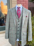 Load image into Gallery viewer, Hacking Jacket in Lovat Tweed with Claret/Purple Windowpane CR 1628
