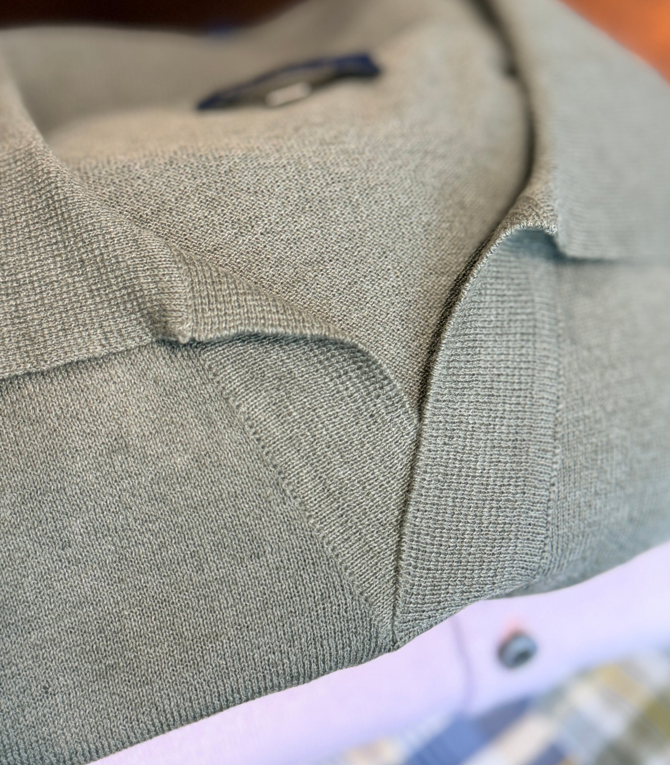 Crittenden Linen/Cotton Knit Shirt in Olive Cuban Collar