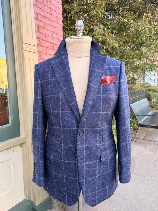 Harrods Flap Pocket Sportcoat in Navy Windowpane