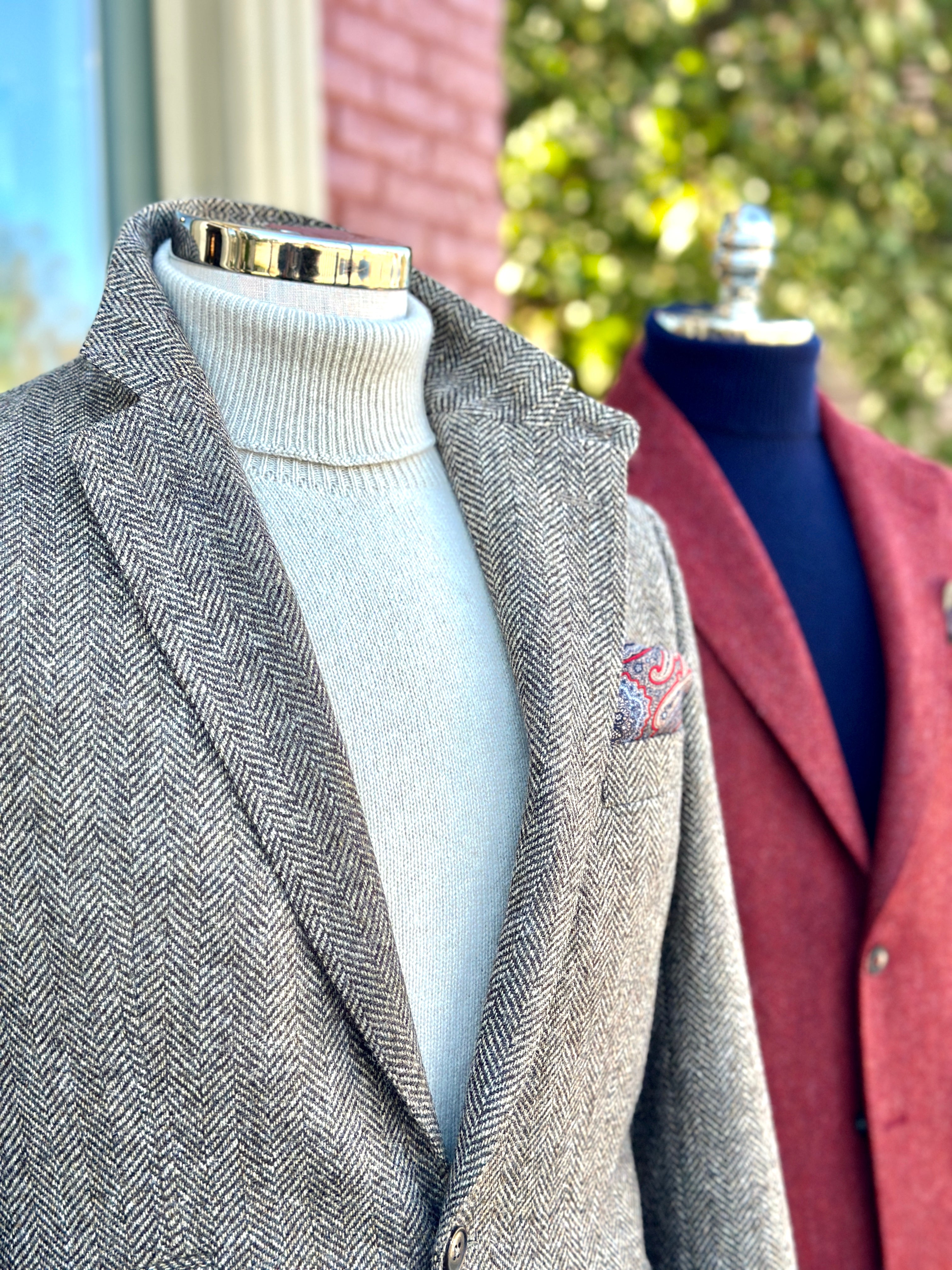 Hacking Jacket in Dark Brown/Cream Shetland Herringbone – Crittenden