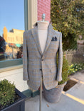 Load image into Gallery viewer, Harrods Flap Pocket Jacket in Tan/Cream Glen Windowpane CR 1626
