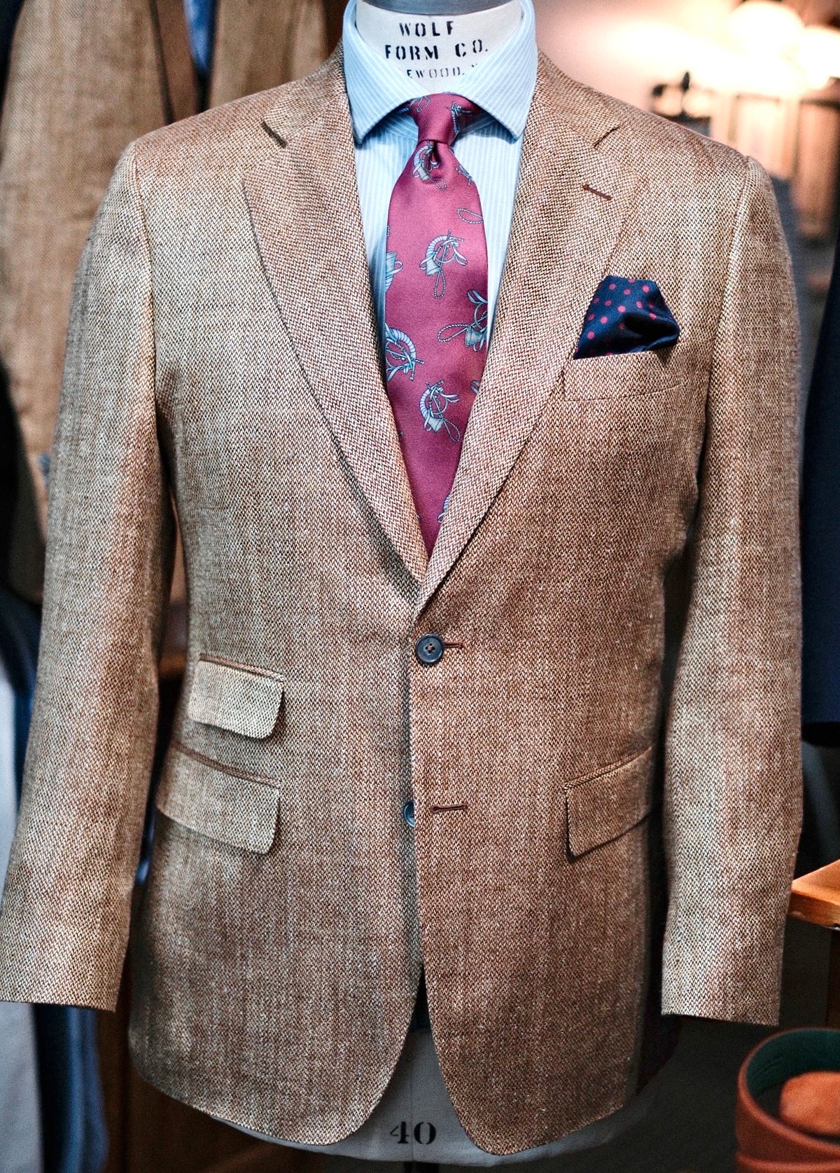 Crittenden Harrods Flap Pocket Sportcoat in Tan Barleycorn Silk Weave
