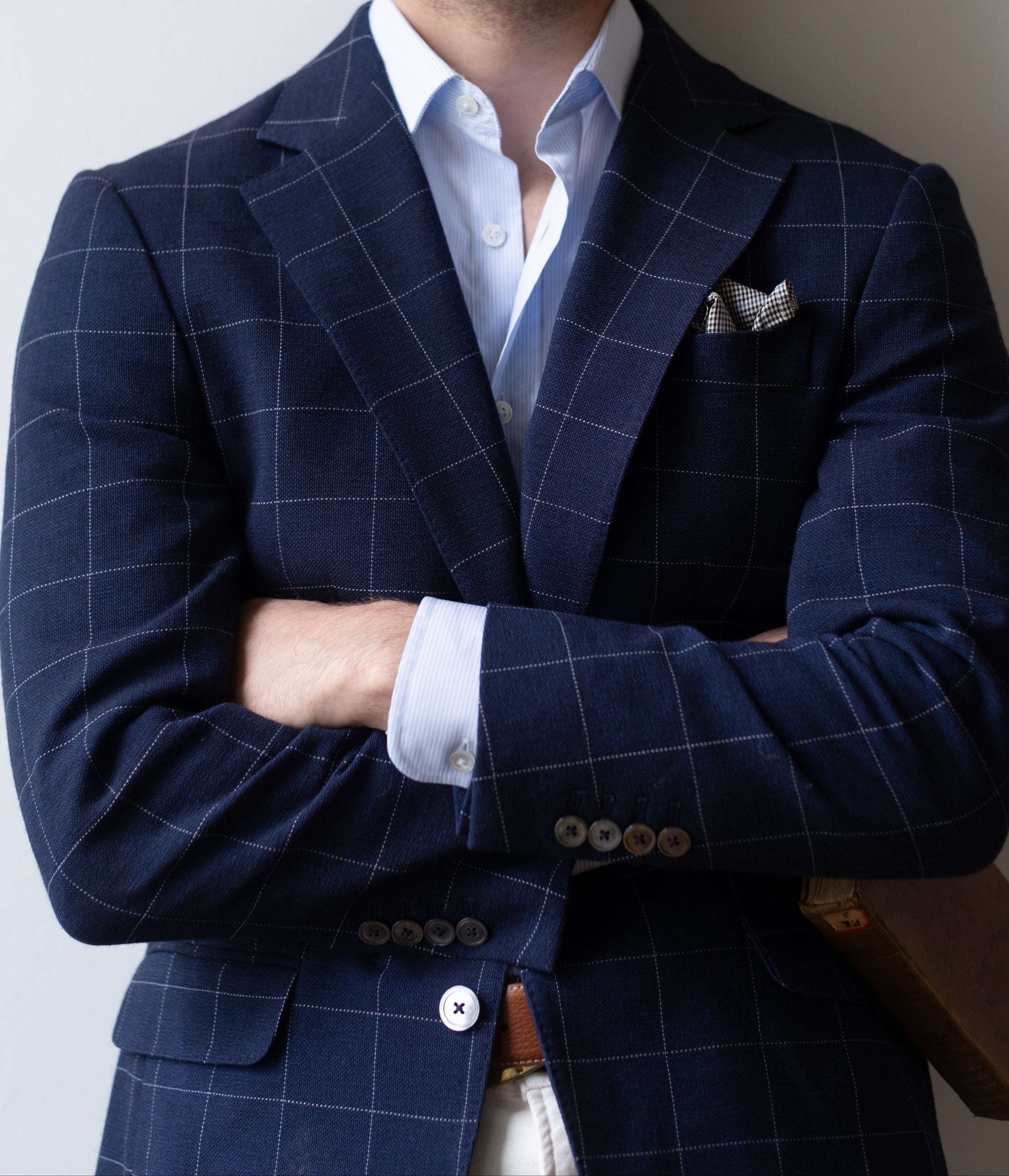 Harrods Flap Pocket Sportcoat in Navy Windowpane