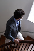 Load image into Gallery viewer, 100% Linen Harrods Sportcoat in Smoke Blue/Tan Plaid
