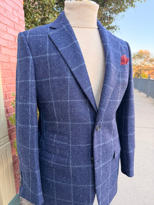 Harrods Flap Pocket Sportcoat in Navy Windowpane