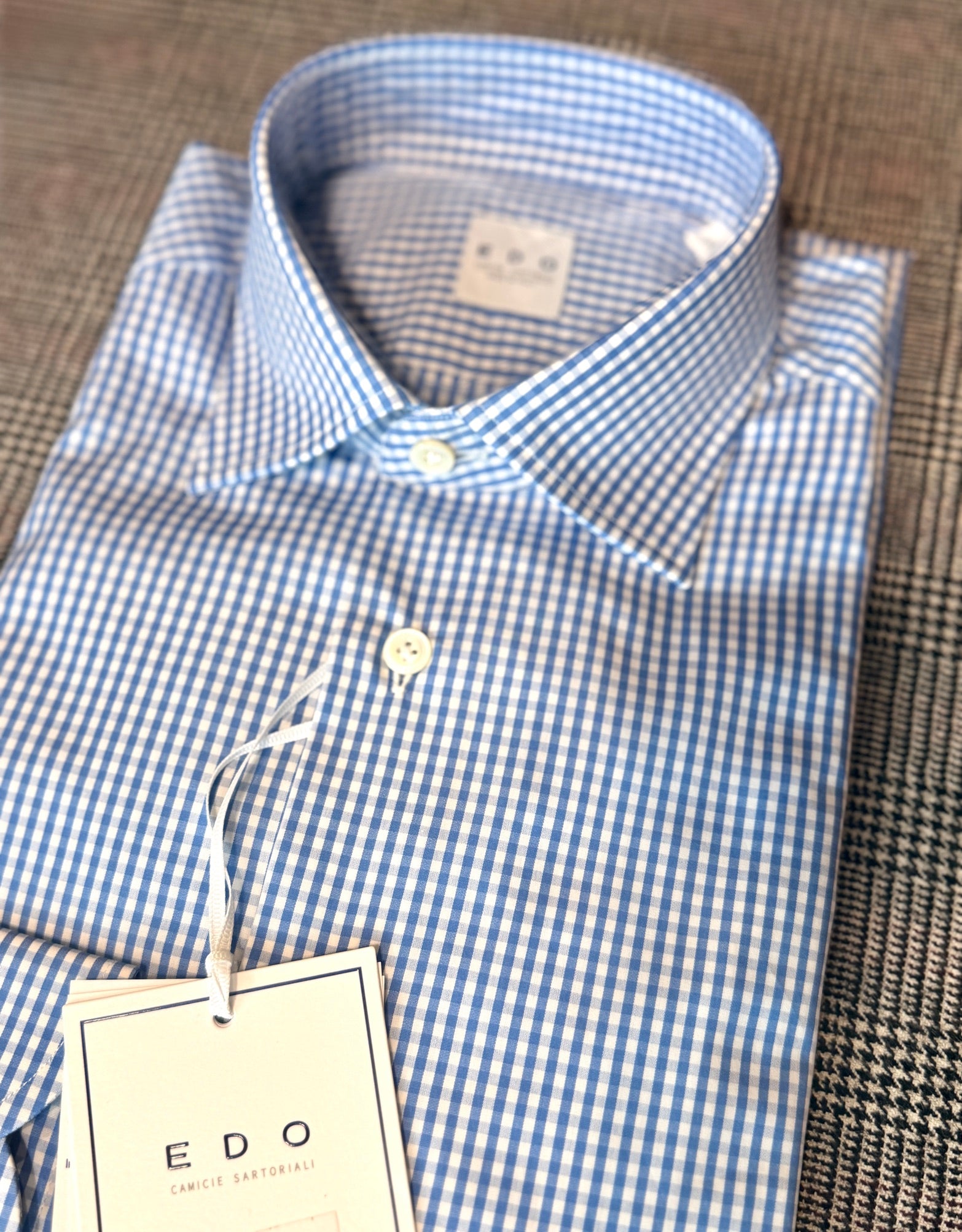 Crittenden x Edo Semi-Spread Collar Shirting, Royal Check