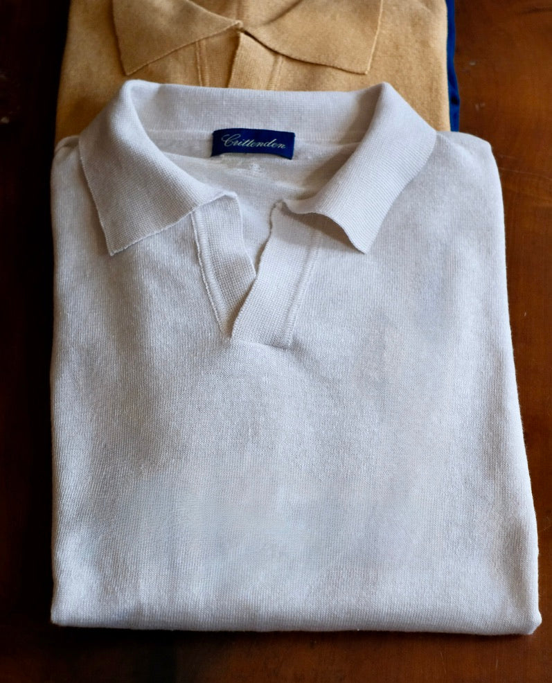 Crittenden Linen/Cotton Knit Shirt in Ivory Cuban Collar