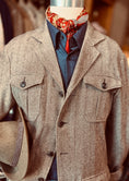 Load image into Gallery viewer, Safari Jacket in Brown/Cream Herringbone Khullu CR 1640
