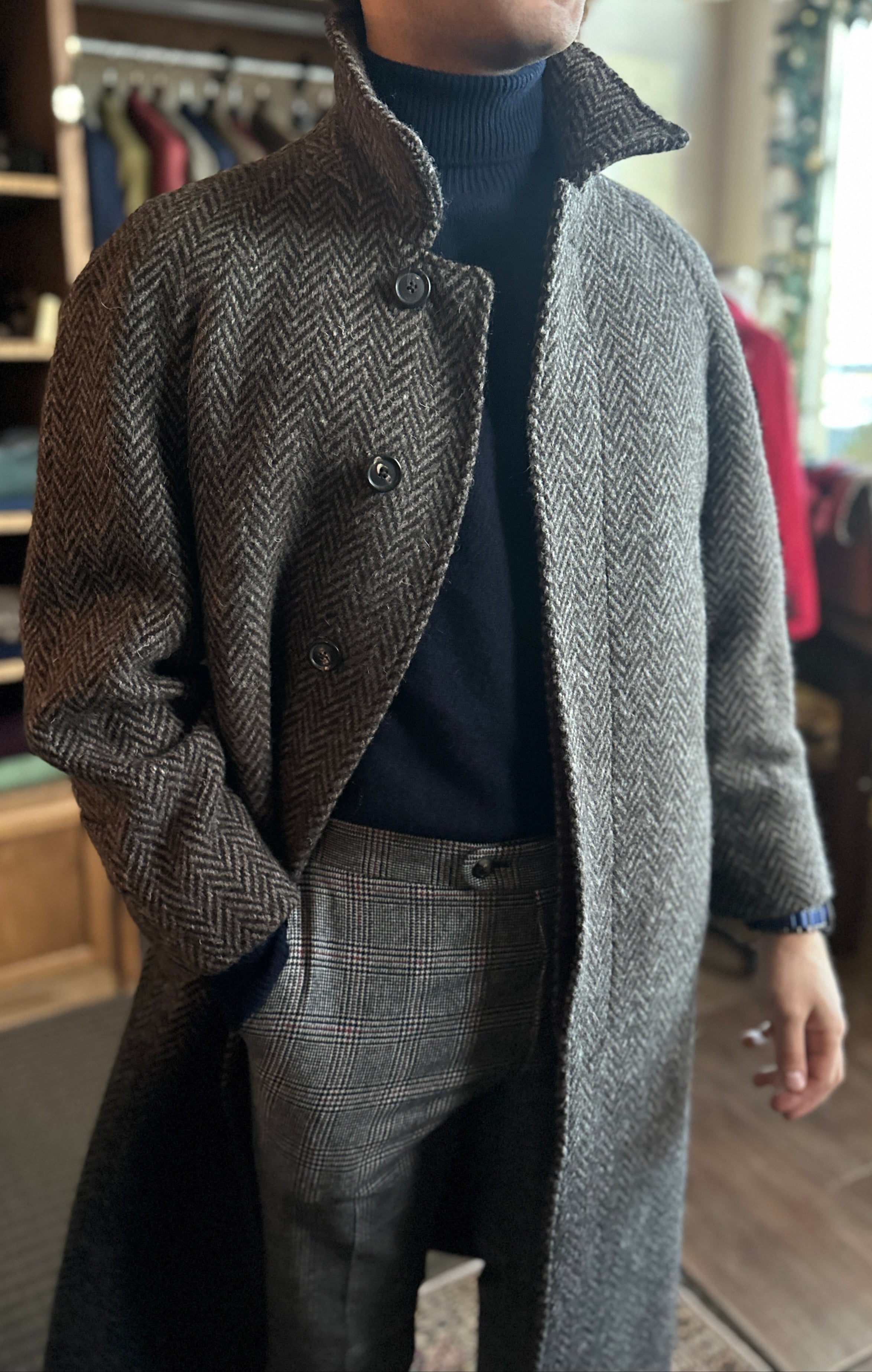 Crittenden Wool Herringbone Topcoat