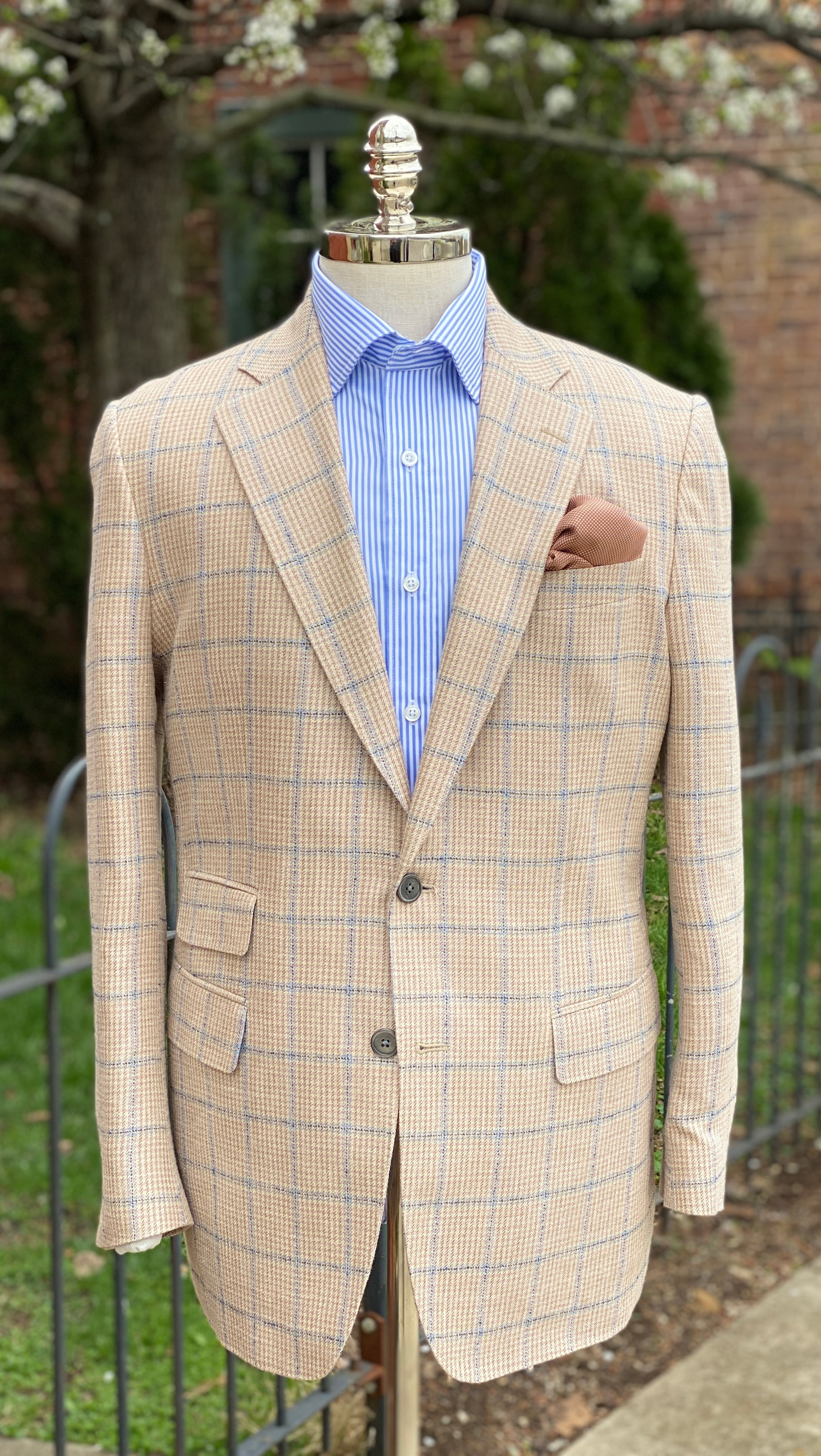 Harrods Flap Pocket Jacket in Soft Salmon and Blue